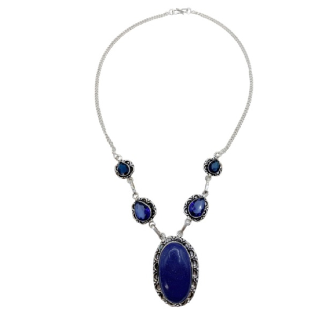 Lapis Lazuli gemstone 925 sterling silver necklace